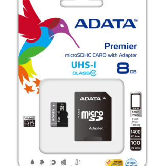 A-DATA PREMIER MICRO SDHC 8GB UHS-I CLASS 10 S ADAPT. AUSDH8GUICL10-RA1